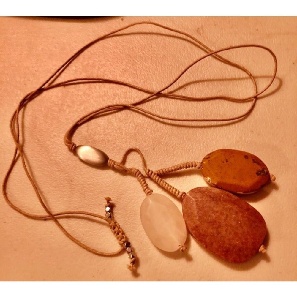 tumbled‎ and cut stones necklace. handmade